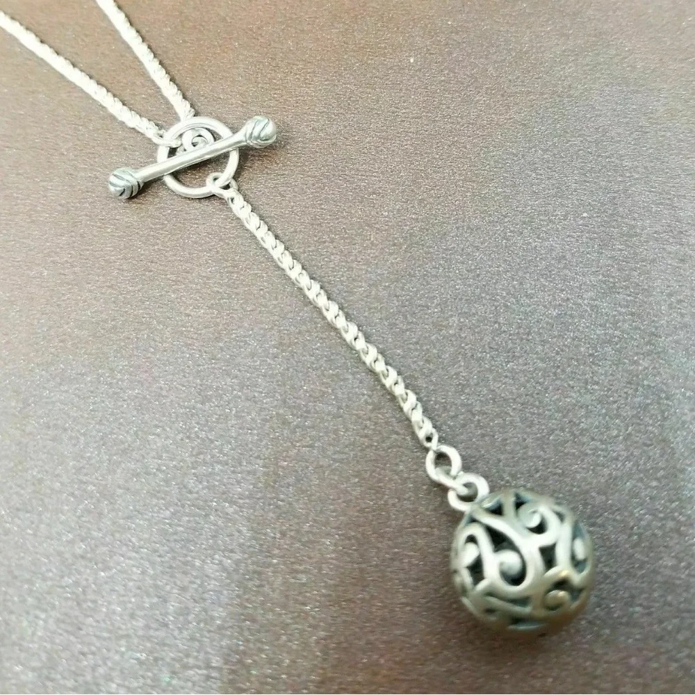 Silpada Simple Delight Sterling Silver Filigree Ball Lariat Chain Necklace N1619